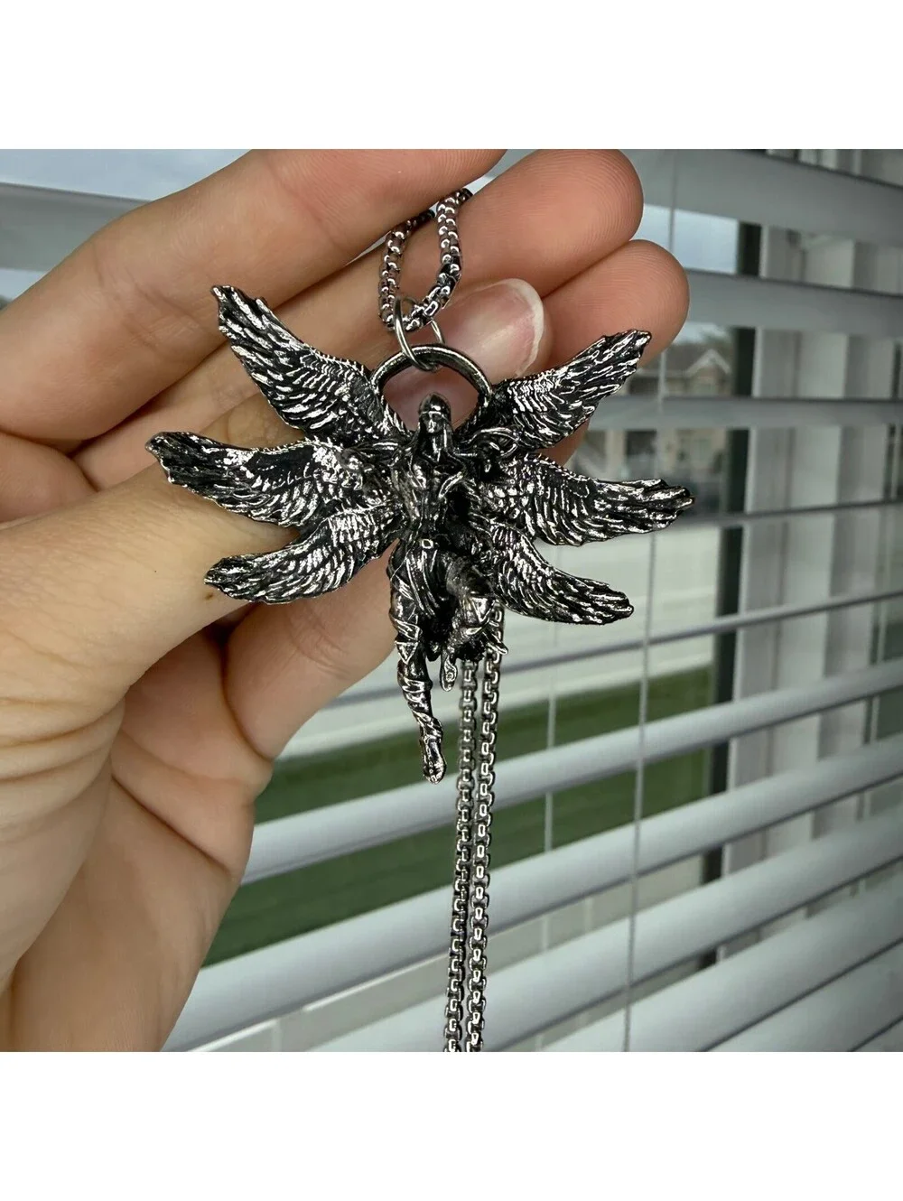 Archangel Silver Necklace Y2K A-32